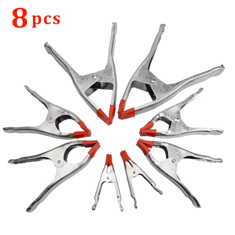 

8pcs Spring Clamps Heavy Duty 4" 6" 7" 9" Metal Spring Clamp Clips Set with Protective Tips