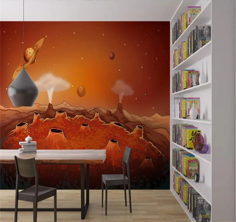Custom wallpaper cartoon starry alien space space background wall decoration waterproof material Custom wallpaper cartoon starry alien space space background wall decoration waterproof material