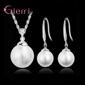 

Most Popular Hot Sale Freshwater Pearl Pendent Necklace Real 925 Sterling Silver Jewelry Set For Women Wedding Party