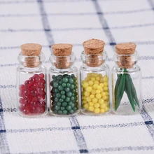 4 шт миниатюрная пробковая бутылка для еды кукла дом кукла домашний декор прозрачное стекло Смола Кухня Еда ненастоящая игрушка подарок на день рождения для девочки