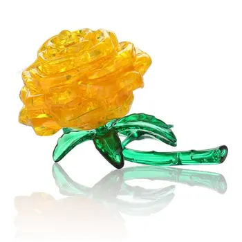 

3D Crystal Cube Jigsaw Model DIY Rose IQ Toy Gift Gadget yellow
