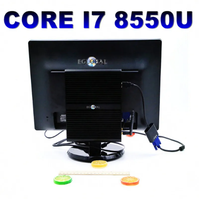 Процессор EGlobal fanless Mini PC Windows 10 Pro Quad Core i7 8550U DDR4 Ram Kaby Lake Мини компьютер HTPC DP + HDMI |