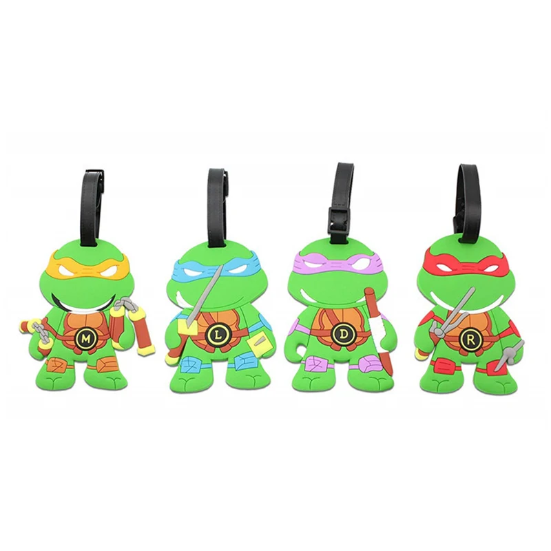 

TMNT Suitcase Luggage Tag Cartoon ID Address Holder Silicone Baggage Label Portable Label Travel Accessories