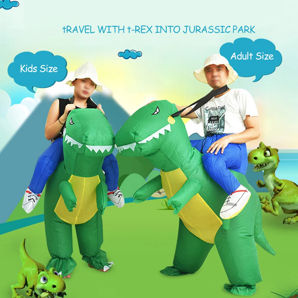 Cute Child Adult Inflatable Dinosaur Costume Suit Air Fan Operated