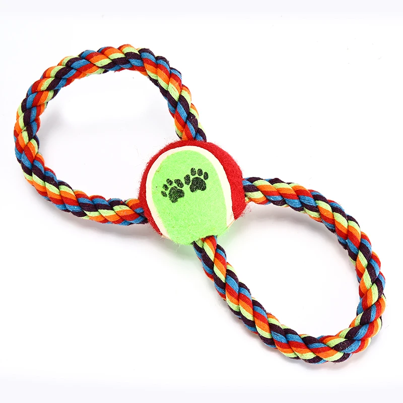 Dogs Toys For Pet's Teeth Cleaning Tennis Ball Toys Braided Knot For