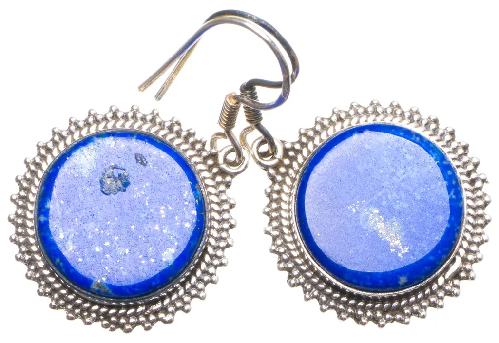 

Natural Lapis Lazuli Handmade Unique 925 Sterling Silver Earrings 1.5" X4187