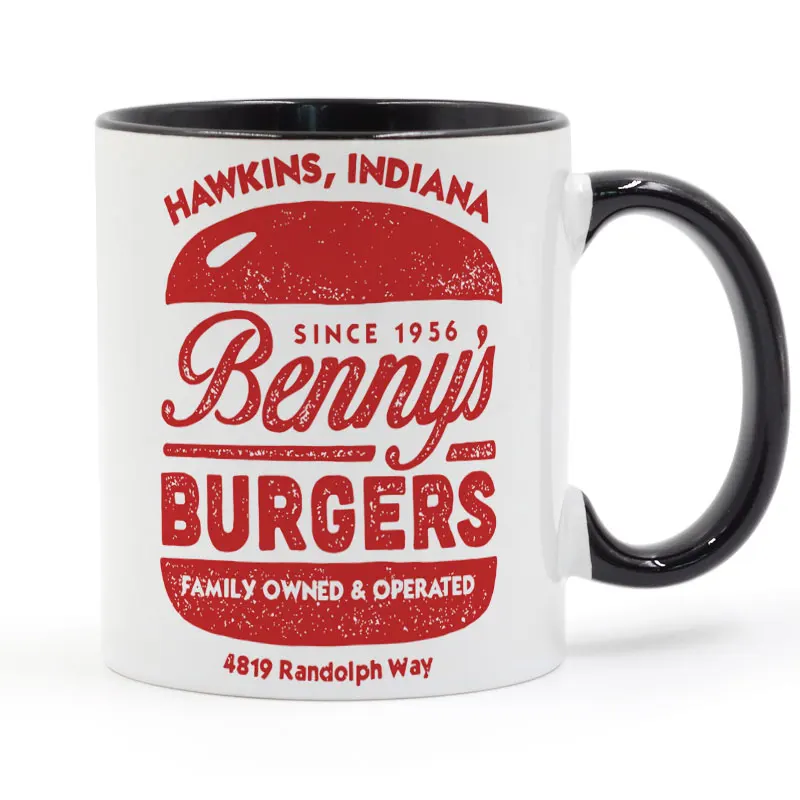 

STRANGER THINGS BENNY BURGERS Mug Coffee Milk Ceramic Cup Creative DIY Gifts Home Decor Mugs 11oz T992