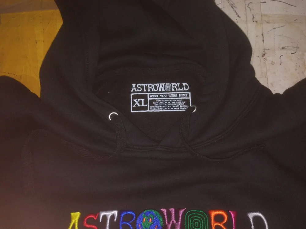 Трэвиса Скотта ASTROWORLD толстовки человек вышивка письмо печати Swag WISH YOU're HERE Толстовка Плюс Размер США S-XXL