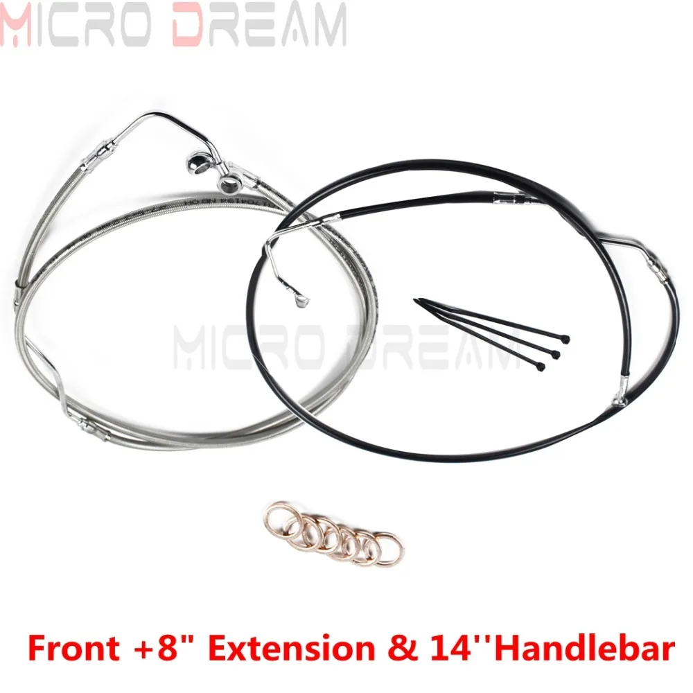 

Stainless Motorcycle Upper ABS Front Brake Line Kit +8" Extension Wiring Harness 14'' Handlebars For Harley Touring 2009-2013