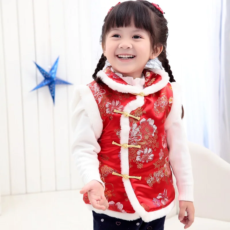 New Year Children's Costume Winter Baby Clothing Infant Baby Vest Kid Child Boy And Girl Chinese Style Cheongsam Qipao Costumes