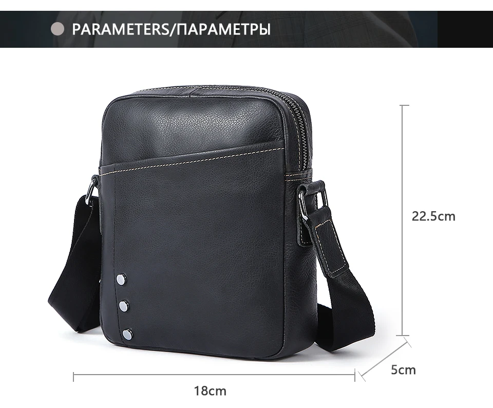 Black Leather Shoulder Bag Male Genuine Leather Men Bags Casual Crossbody Bags (4)