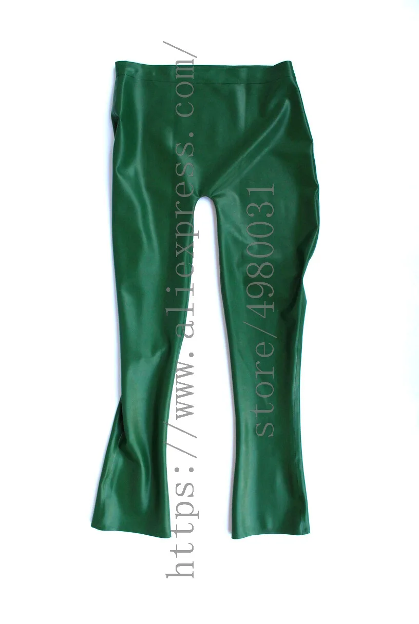 

Novelty sex pants latex legging women's latex bell-bottoms in metallic green color