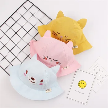 

Cute Bears Baby Bucket Hat Infant Boys Girls Sun Protection Cap Summer with Lovely Cat Bear Patterns Cotton Comfortable Beanie