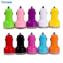 Двойной зарядное устройство USB мини зарядное устройство с двумя USB 2-Порты и разъёмы адаптер зарядного устройства для автомобиля для iphone/ipad 500 штук/лот