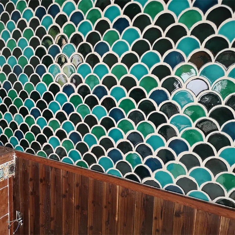 Green Blue Fish scale Shell Ceramic Mosaic Tile kitchen ...