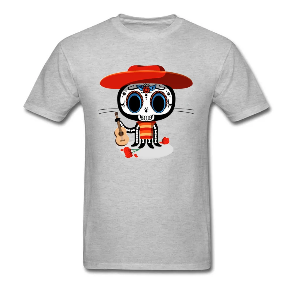 

Cute 2018 Ukulele Skull Octopus Cat Print T Shirt Men Summer Grey Top Tee Custom Cartoon Funny T-shirts Slim Fit