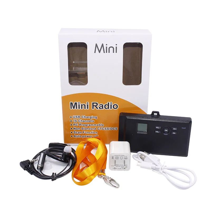 

Super Mini Walkie Talkie 16CH 3W 3.7V UHF 400-470MHz Mini radio with business card slot Two-way radio with USB Power Supply
