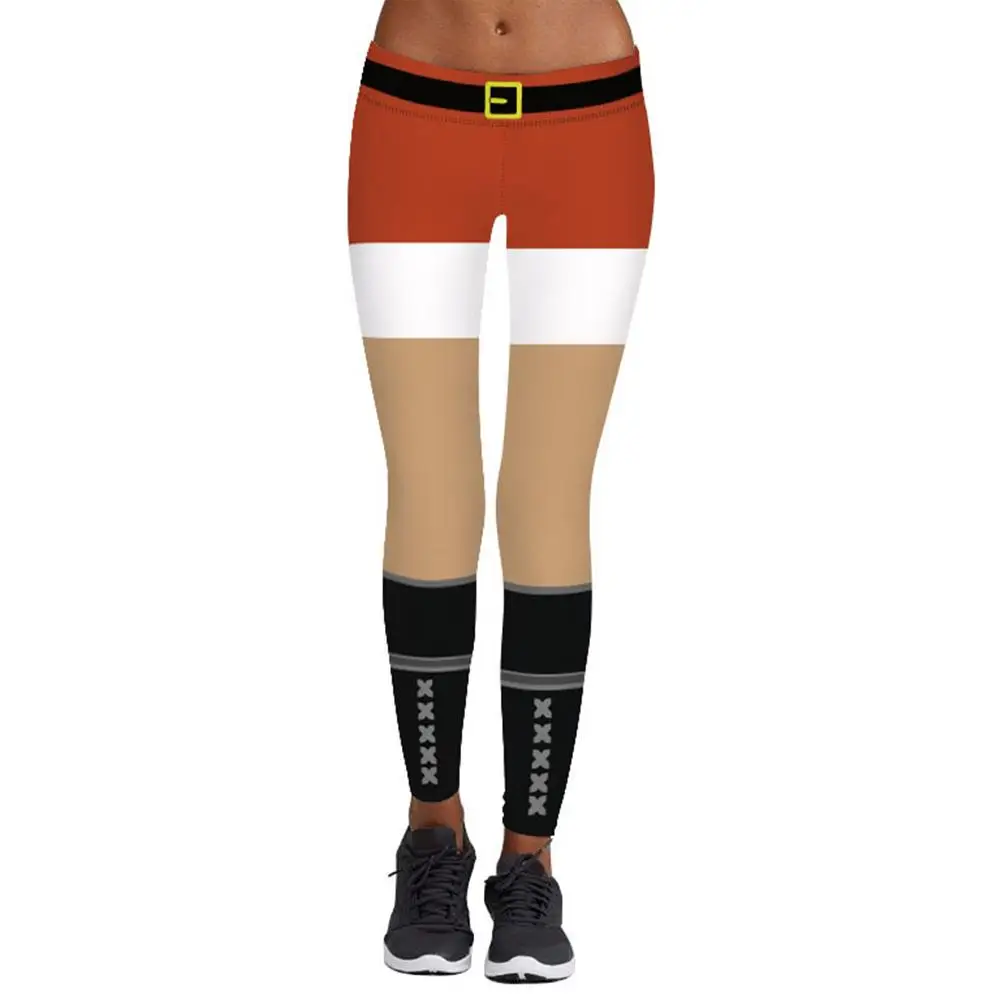 

Women Leggings Christmas Stretchy Mock Long Skinny Pencil Pants