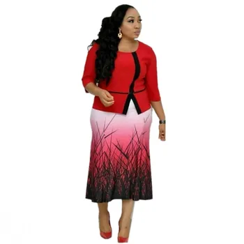 

African Dresses For Women African Print Spring Autumn Midi Dress Dashiki Dress Mid-Caif Africaine Femme Africa Clothing