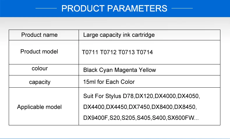 Картридж для epson t0711 T0712 t0713 T0714 принтер картриджи стилуса SX215 SX218 SX400 SX405 SX405 SX410 SX415 SX510W