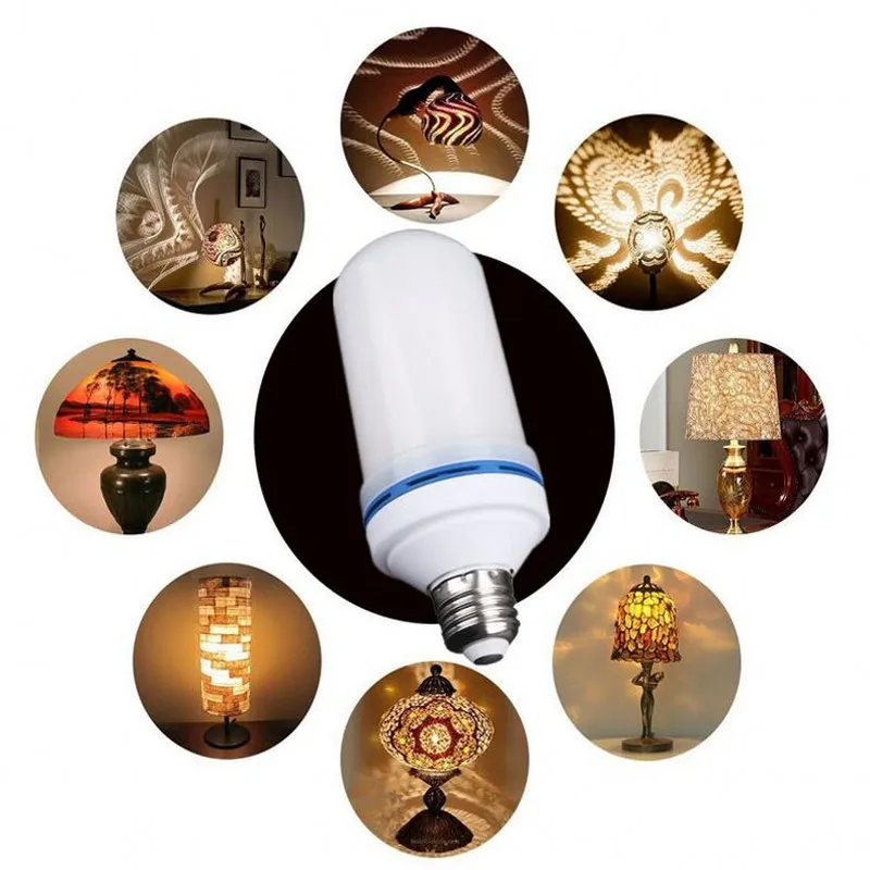 E27 E26 SMD 3528 Светодиодные лампы с эффектом пламени 15 Вт креативные огни Мерцающая