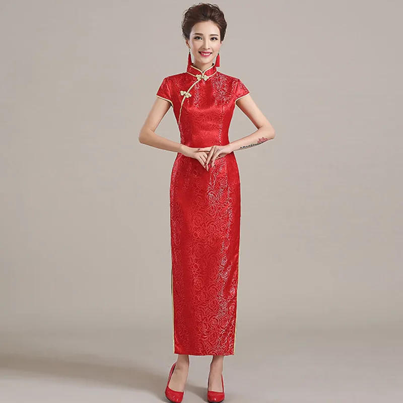 Buy Modern Chinese Traditional Dress Sexy Red Flower 