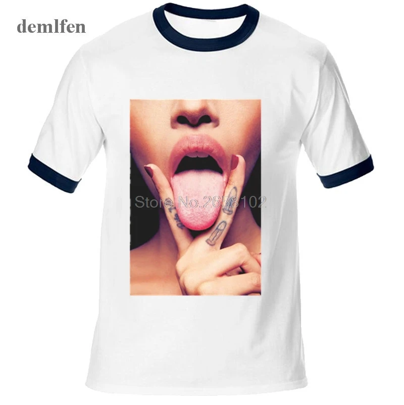 

Novel Bullet Tongue Tattoo Lip Sexy Funny Men's Cotton Raglan Sleeve T-shirts Tops Tees Novelty T Shirt Men