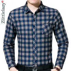 2019 camisa социальной masculina уличная одежда с длинным рукавом Повседневные мужские рубашки slim fit роскошное платье одежда карман Клетчатая