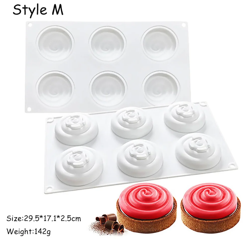 GODWJ украшения торта прессформы 3D силиконовые формы для выпечки блюдо инструменты для сердце круг пирожки шоколадного брауни мусс сделать форма для десертов - Цвет: Style M