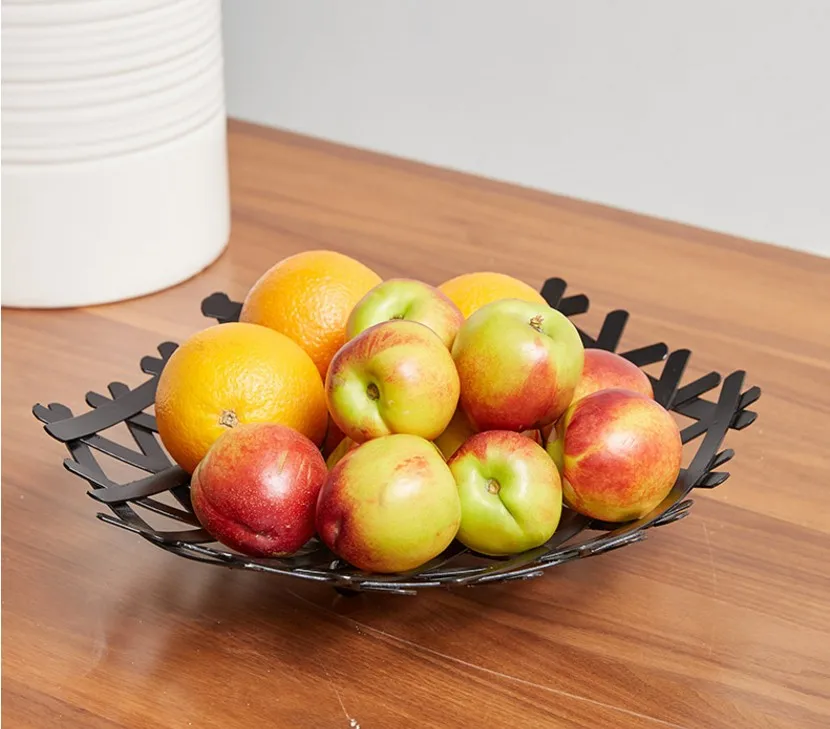 Fruit plate creative living room coffee table home net red simple modern wrought iron basket snack plate dried fruit pot