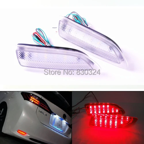 

Clear Lens 13-SMD Rear LED Bumper Reflector Lamps DRL for Toyota Lexus CT200h Toyota Corolla as Rear Fog or Brake/Tail Light