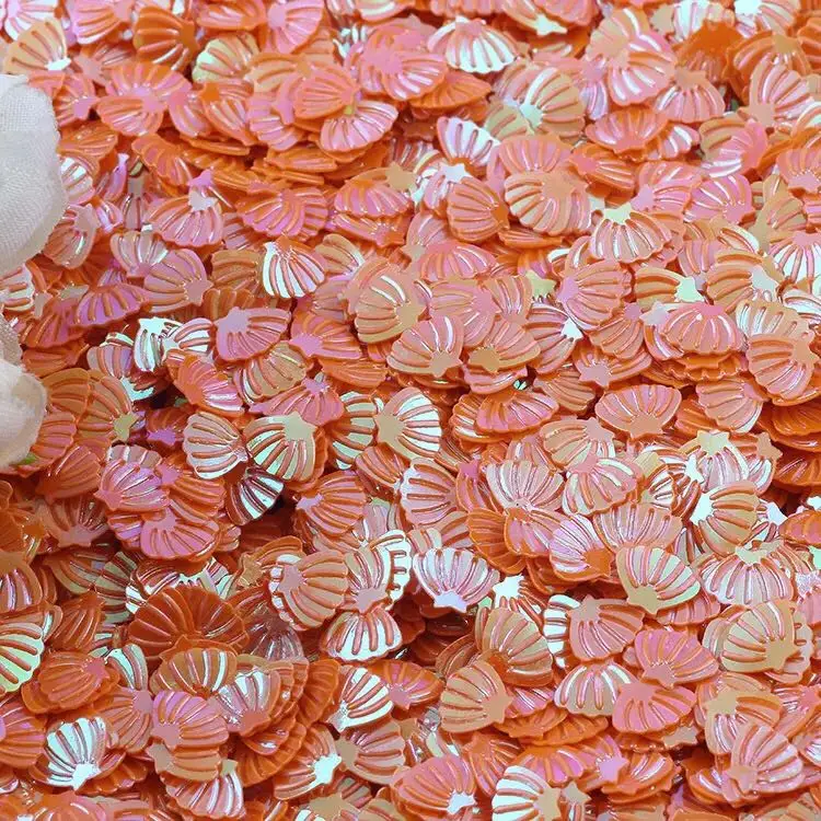 Морская раковина блестки 7 мм ПВХ свободные блестки для дизайна ногтей маникюр шитье Свадебный декор конфетти Lentejuelas 20 г - Цвет: ab orange