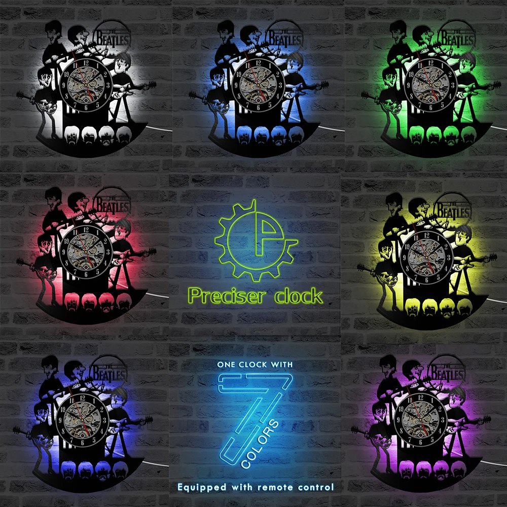 Kaufen 3D Schwarz Hohl Vinyl CD Rekord Uhr Die Berühmte band Kreative Wand Kunst Hängen Wanduhr Home Decor LED Uhr