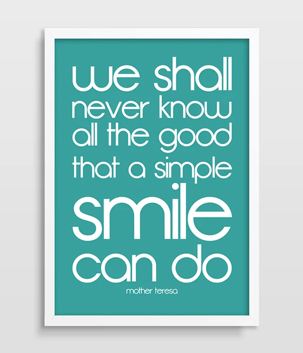 Mother Teresa Print - Happiness Quote Poster - Smile - Typography Print - Minimalist Art - Famous Quote Art Print - Mother Teresa Quotes-1