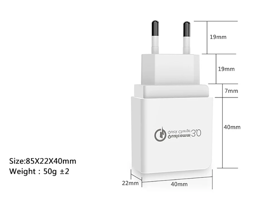 Universal EU Portable Fast Charging Travel Quick Charge For iPhone X 8 Samsung Xiaomi Huawei Sony QC 2.0 3.0 USB Charger Adapter (7)