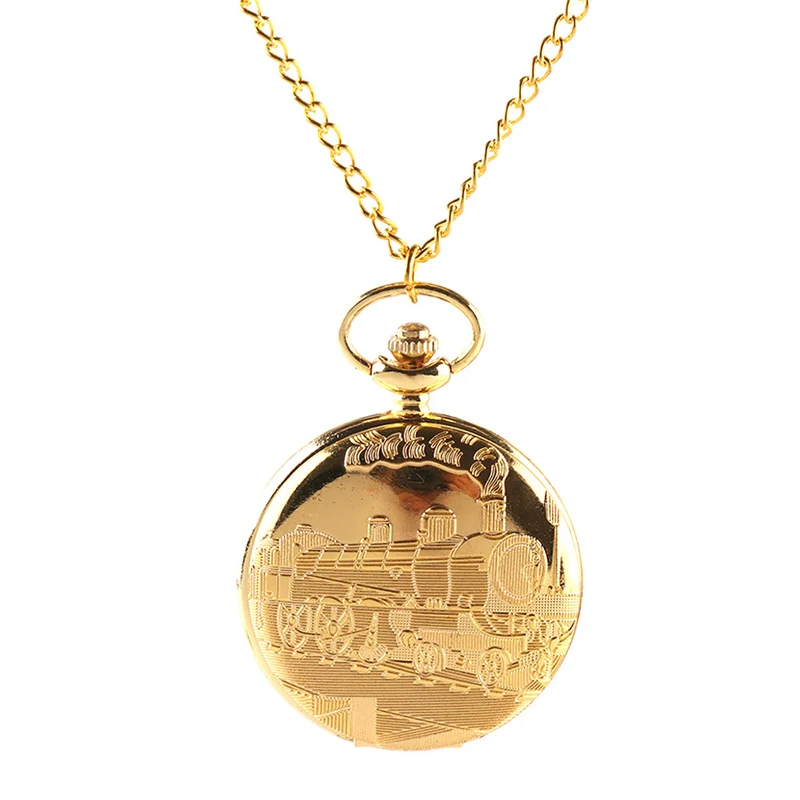 Винтажные золотые локомотивные железные поезда стимпанк карманные часы для мужчин и женщин Очаровательное ожерелье с подвесками часы Relogio Bolso