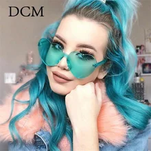 DCM любовь сердце форма Солнцезащитные очки для женщин без оправы рамки оттенок прозрачные линзы солнцезащитные очки UV400