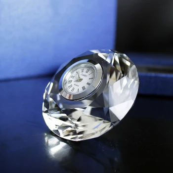 

Shinning High Quality Crystal Glass Gem Diamond Stone Wedding Clock Favor For Guest Wholesale