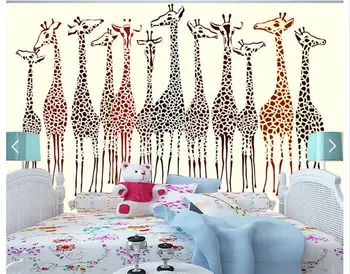 

3D photo wallpaper custom 3d wall tv wallpaper murals Simple cartoon giraffe background wall living room decoration