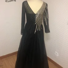 Арабский стиль Лидер продаж вечернее платье de soiree vestido de festa тяжелые бусины bling черные вечерние платья XD-003