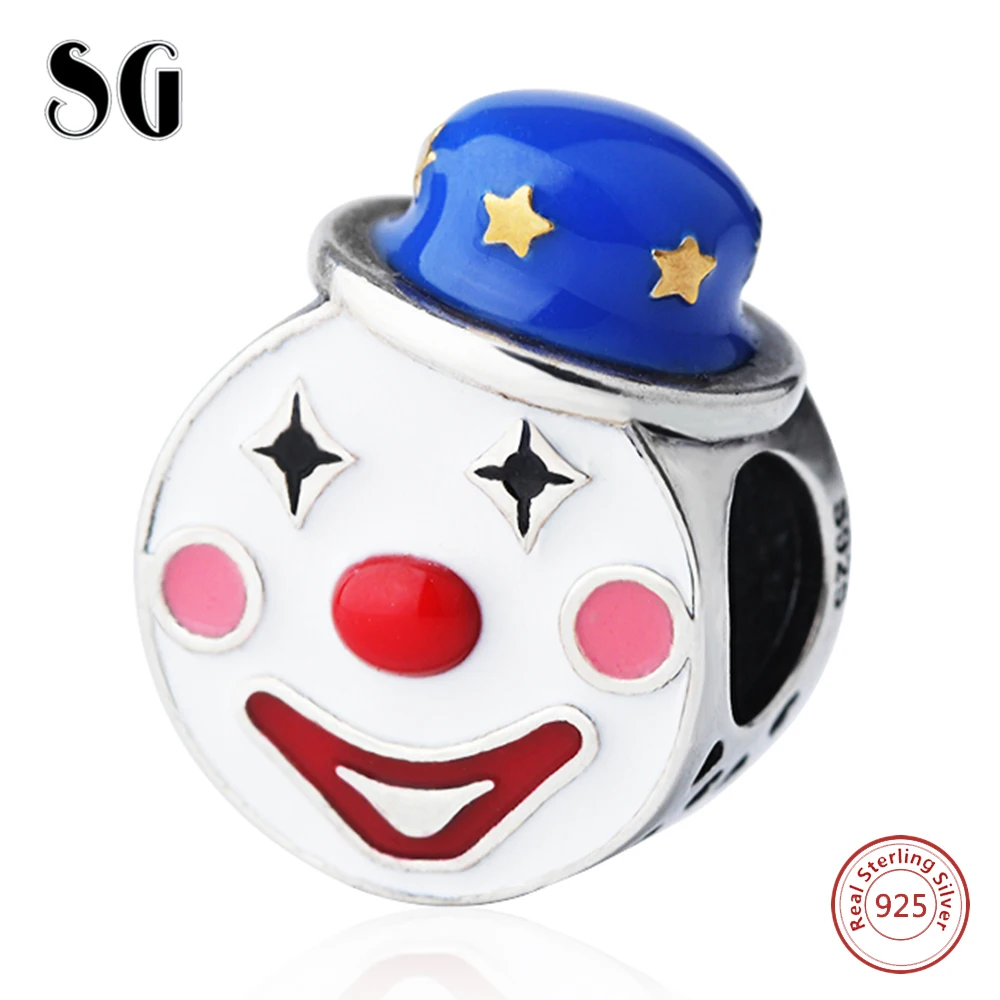 Colorful Enamel Charms Bead Girl Funny Clown Love Heart Charms 925