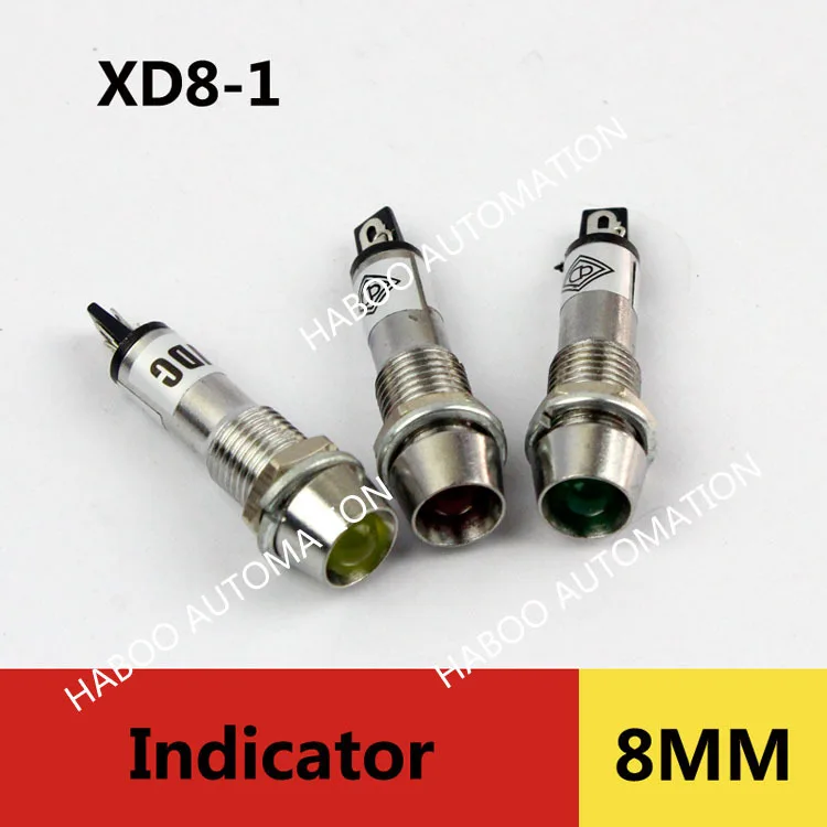 100pcs/lot mini led indicator lights HABOO 8mm mini signal indicator