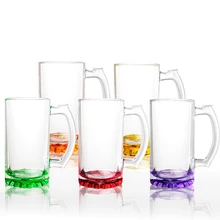 Цвет стеклянная кружка для воды цвет Хен дно 460 мл с ручкой для бытовой пива стеклянный бокал для вина сок чайный стакан дома посуда для вечеринки