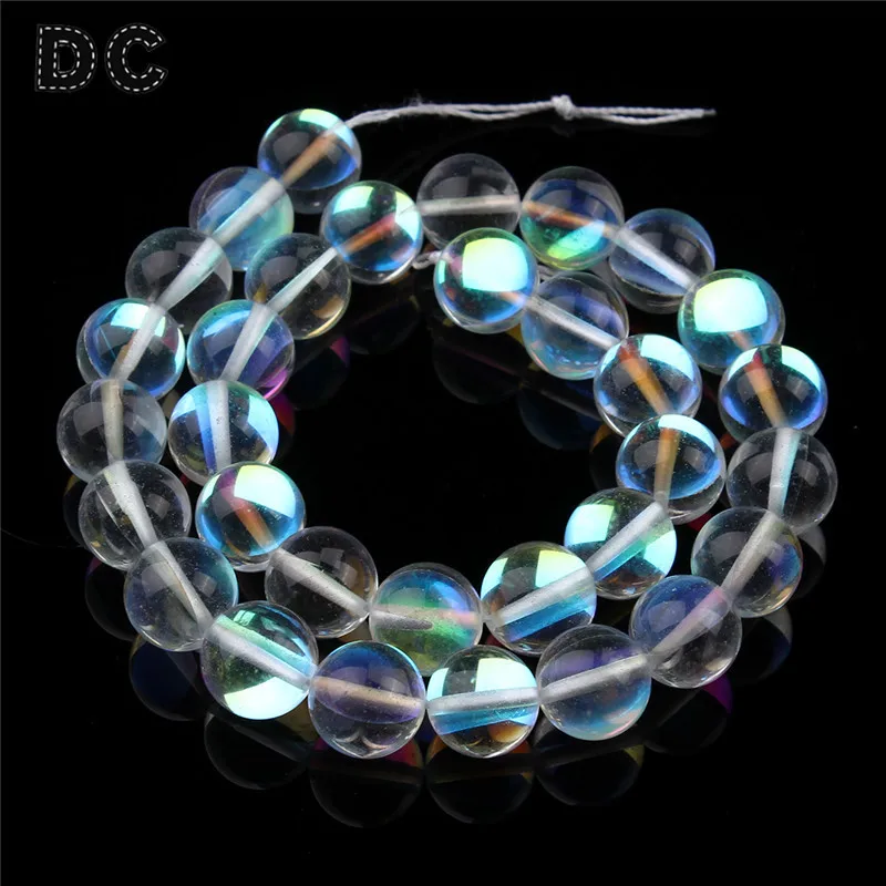 DC 1Strand/lot 6/8/10/12mm Round Transparent Crystal Glass Beads Glow