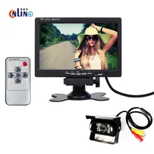 Online/DC 12 V ~ 24 V Ônibus Caminhão Monitor de Estacionamento Sistema de Câmera, 7 “Monitor Do Carro Com a Câmera de Visão Traseira 15 M Cabo de Vídeo RCA