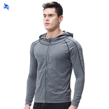 Новая спортивная футболка для бега Мужская спортивная одежда фитнес беговые дорожки тонкий Быстросохнущий крой с длинным рукавом спортивная толстовка на молнии