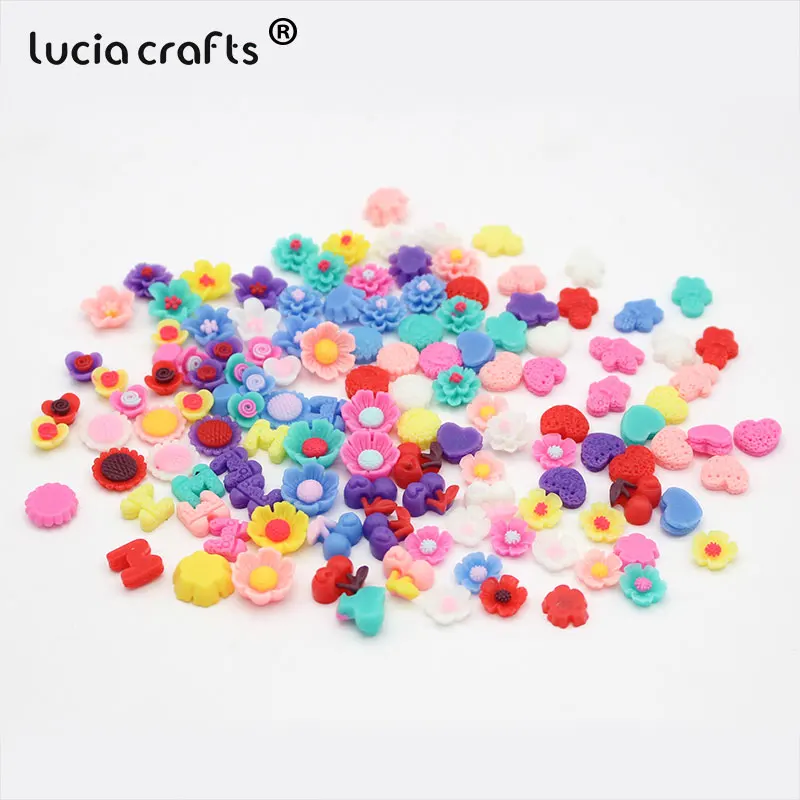 

50pcs Mixed Style Resin Flower Heart-shaped Cherry Flatback Cabochon DIY Headwear Scrapbooking Phone Accessories F1317
