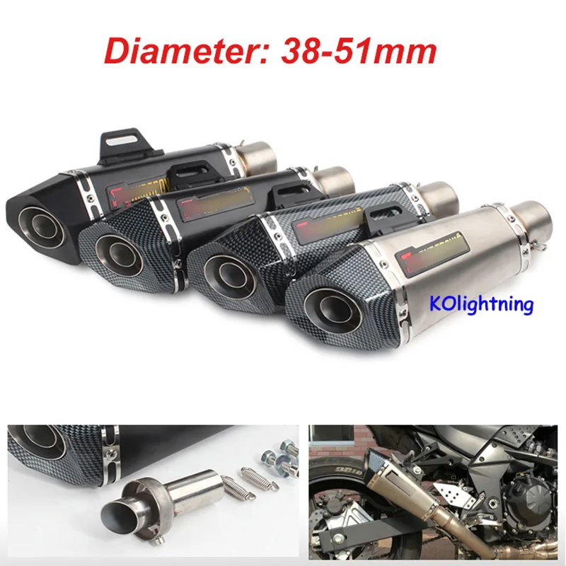 

Motorcycle Universal 38-51MM Muffler Pipe with DB Killer Silencer Universal For Ninjia z250 Ninja 250 300 Z800 Z900 R3 R15 MT09