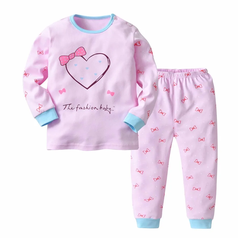 Cute Girls Pajama Sets Tops and Pants 2pcs Sets Sleep Wear Candy Pink ...