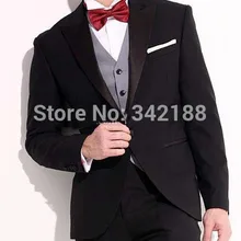 Индивидуальный дизайн одна кнопка черный смокинг для жениха/заостренный лацкан шафер Жених мужской свадебный костюм мужская одежда